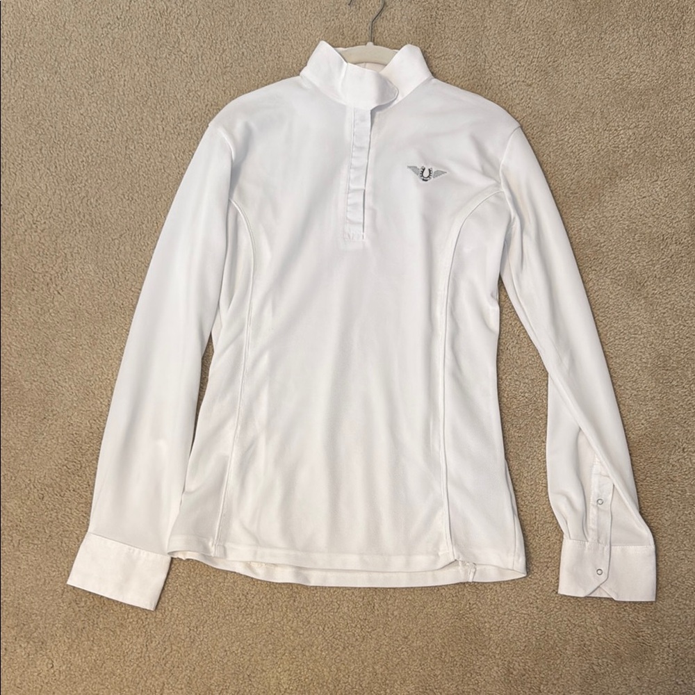 White long sleeve horse show shirt
